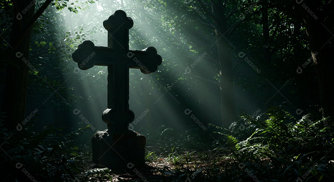 Silhueta de cruz Quarta feira de Cinzas