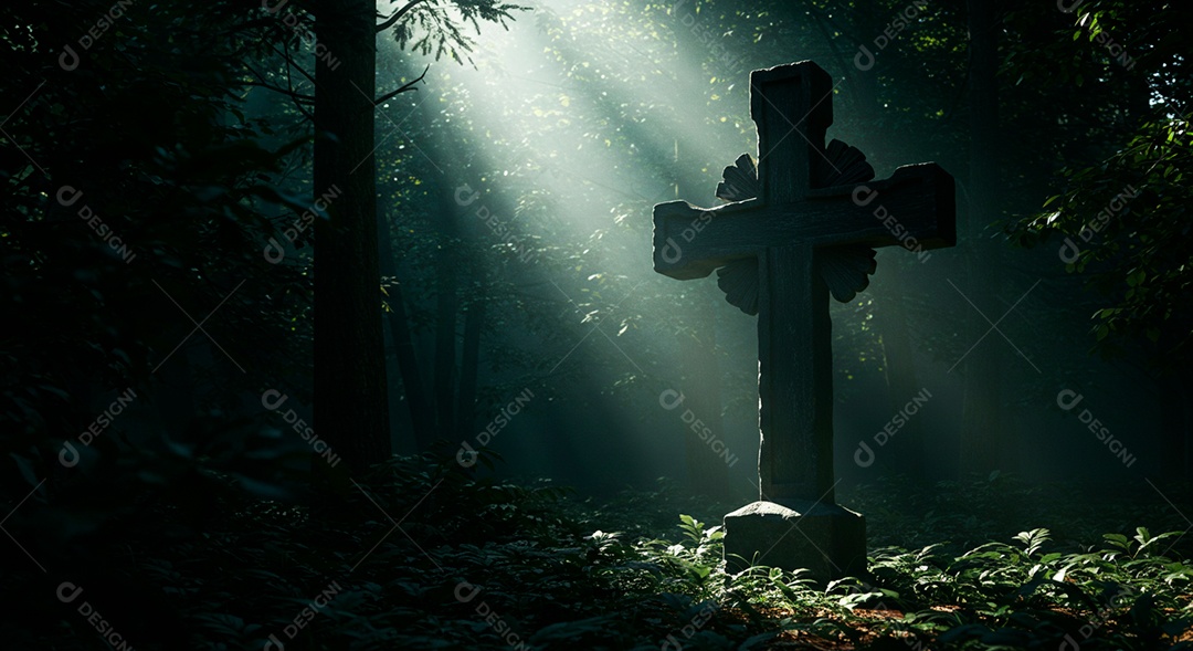 Silhueta de cruz Quarta feira de Cinzas