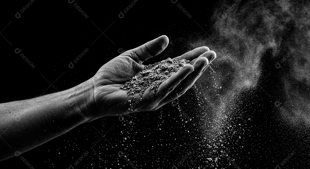 Mãos de pessoa segurando cinzas