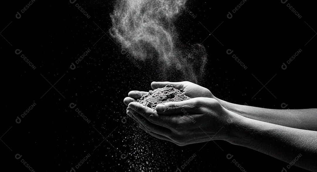 Mão de pessoa segurando cinzas
