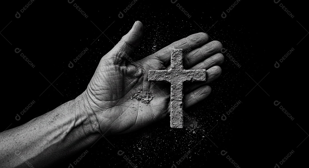 Mãos de pessoa segurando cruz