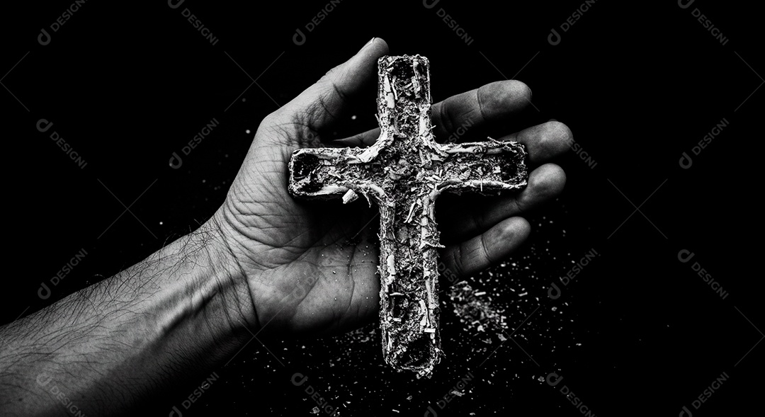 Mãos de pessoa segurando cruz