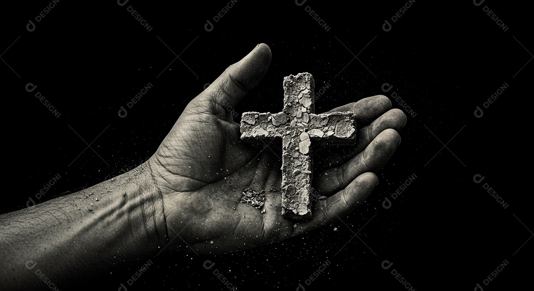 Mãos de pessoa segurando cruz