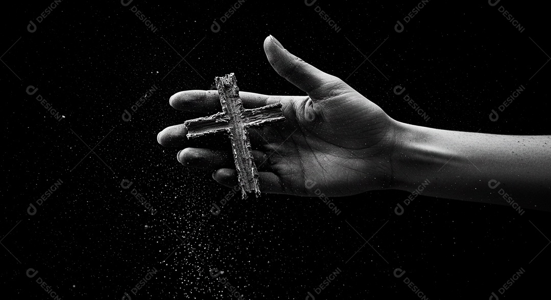 Mãos de pessoa segurando cruz