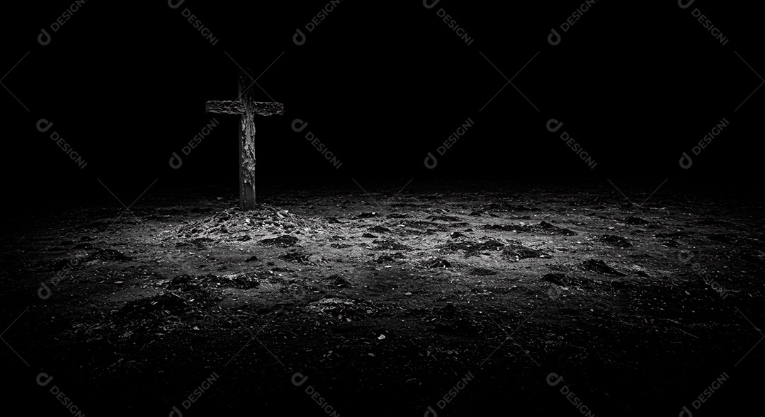 Calvário sobre campo deserto