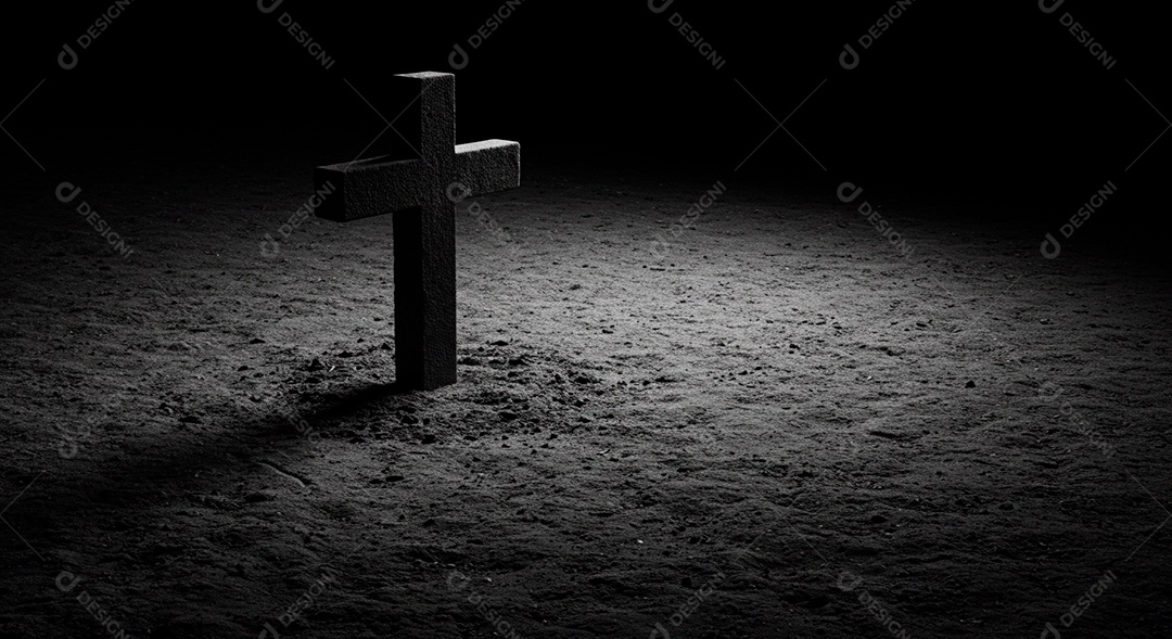 Calvário sobre campo deserto