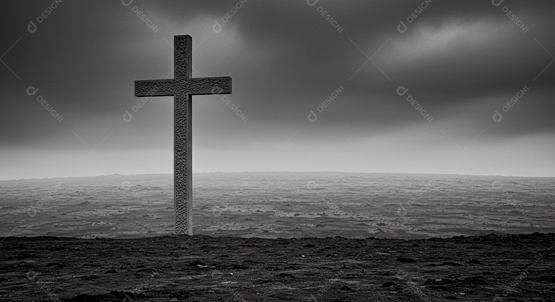 Calvário sobre campo deserto