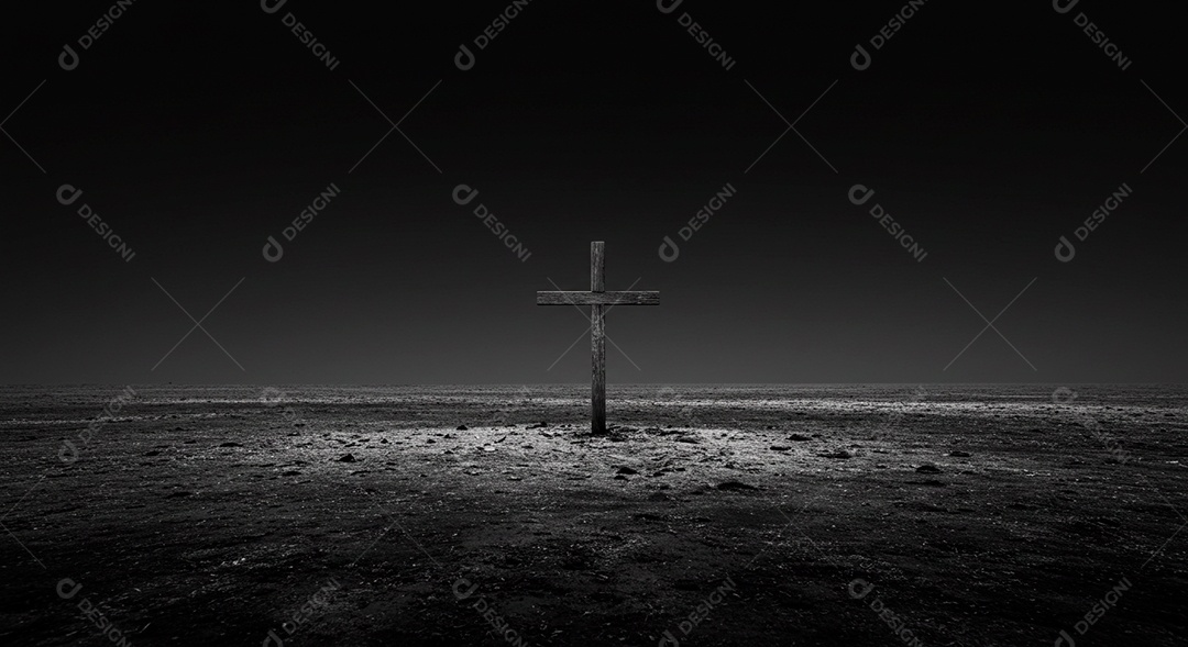 Calvário sobre campo deserto