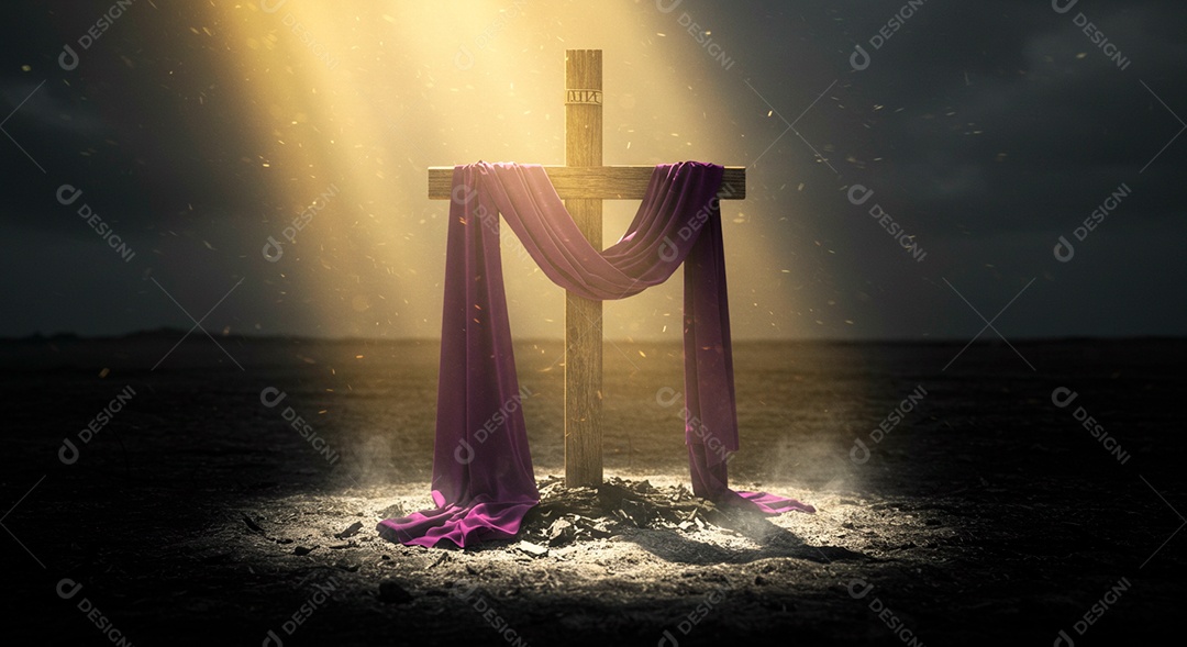 Calvário sobre campo deserto