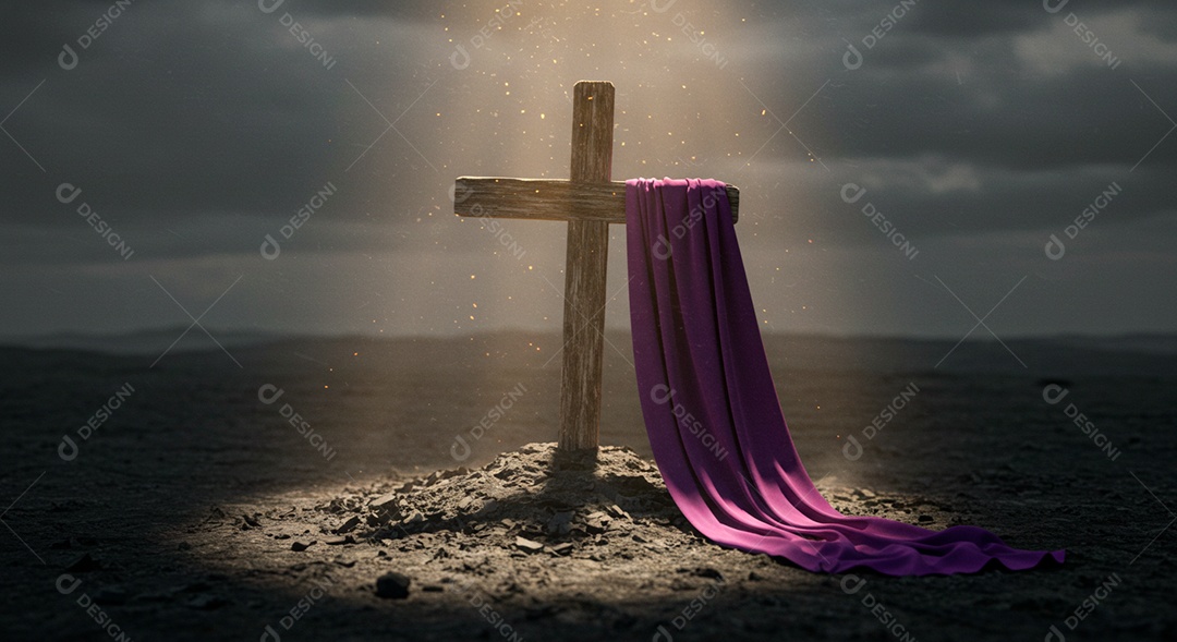 Calvário sobre campo deserto