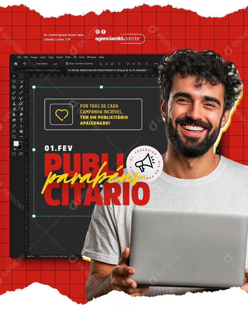 Dia Do Publicitário 1 De Fevereiro Social Media PSD Editável