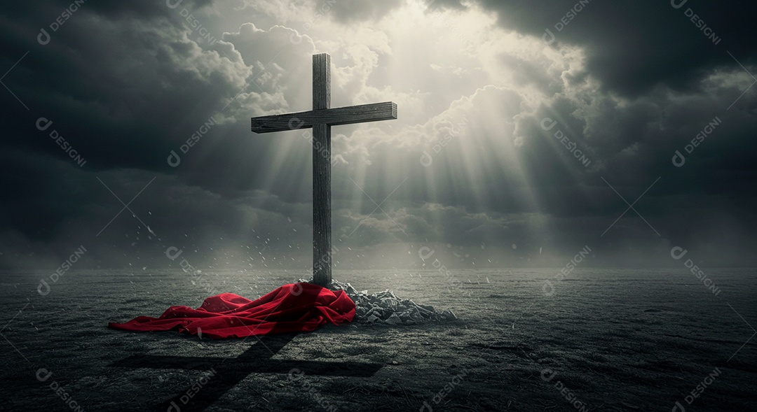 Calvário sobre campo deserto