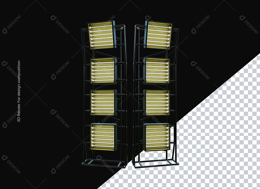 Elemento Torre de Luzes 3D para Composição PSD