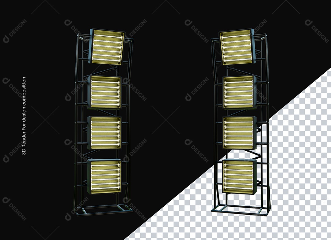 Elemento Torre de Luzes 3D para Composição PSD