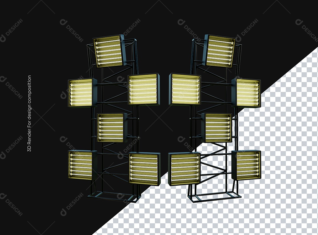 Elemento Torre de Luzes 3D para Composição PSD
