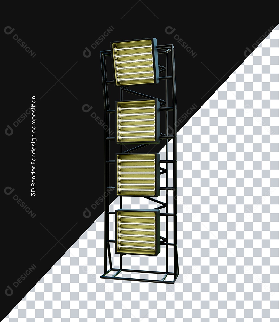 Elemento Torre de Luzes 3D para Composição PSD
