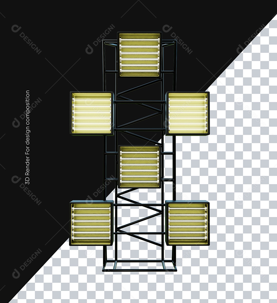 Elemento Torre de Luzes 3D para Composição PSD