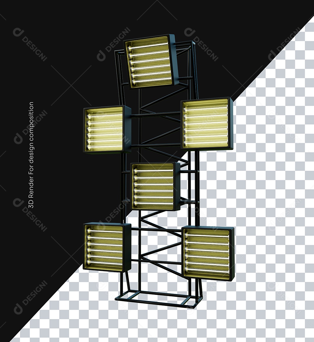 Elemento Torre de Luzes 3D para Composição PSD