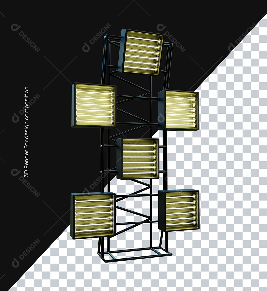 Elemento Torre de Luzes 3D para Composição PSD