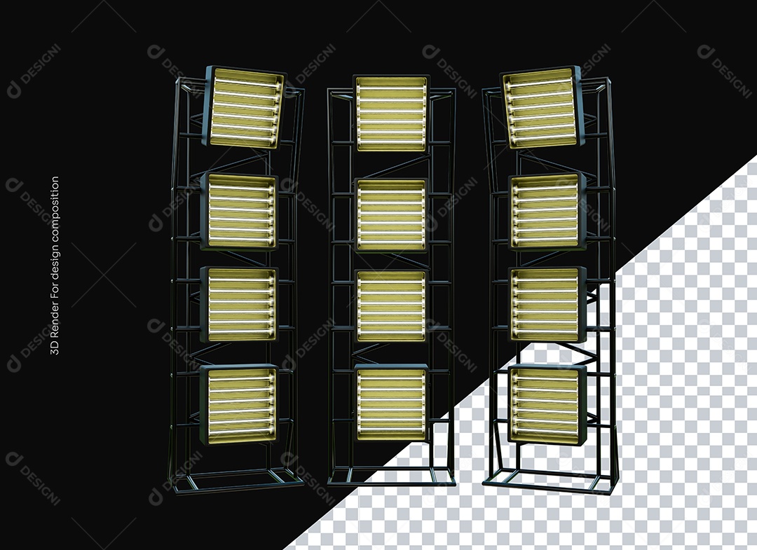 Elemento Torre de Luzes 3D para Composição PSD