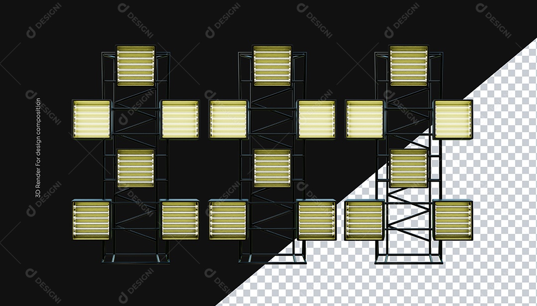 Elemento Torre de Luzes 3D para Composição PSD
