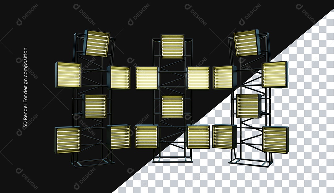 Elemento Torre de Luzes 3D para Composição PSD