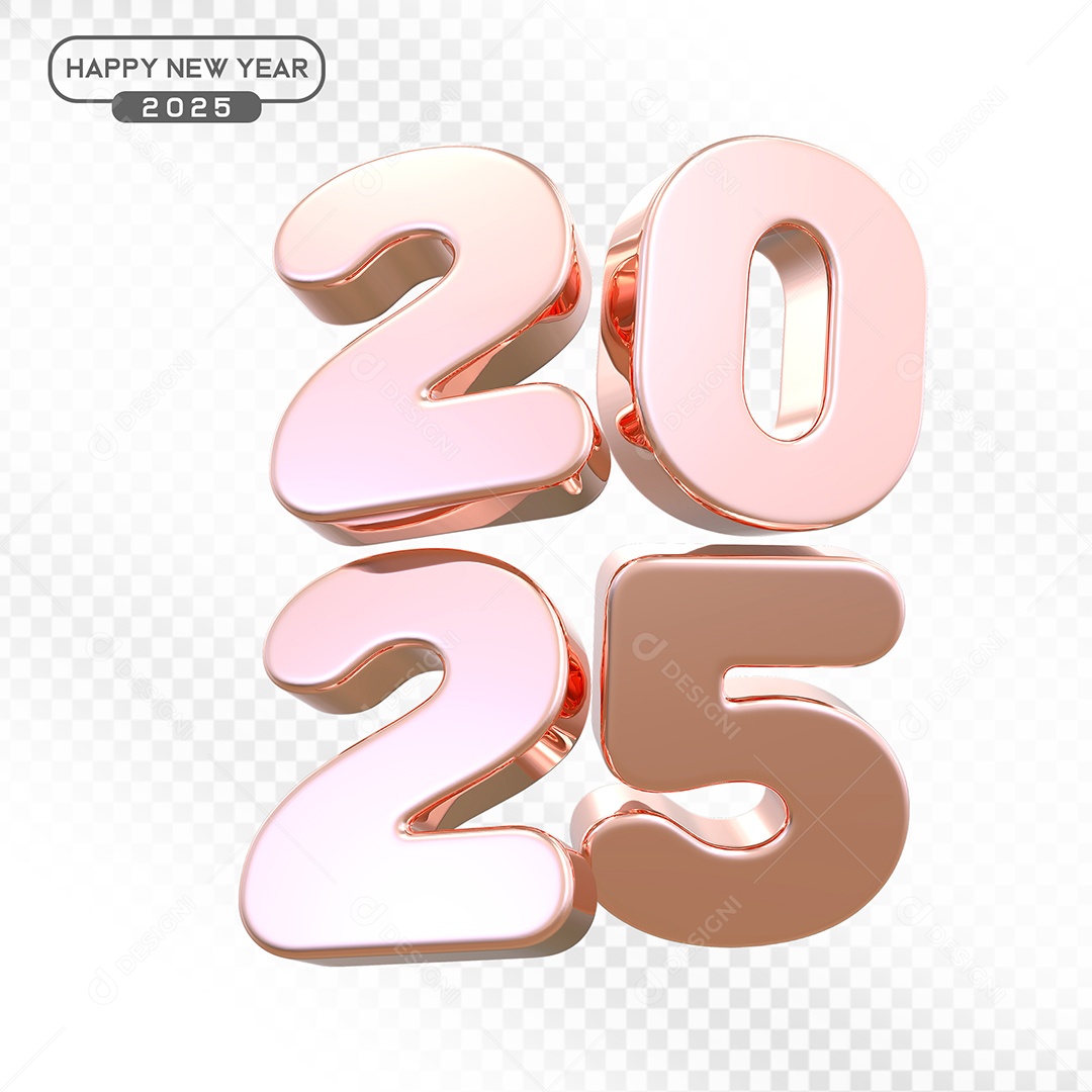 Elemento 3D Número 2025 Rosa Para Composição PSD