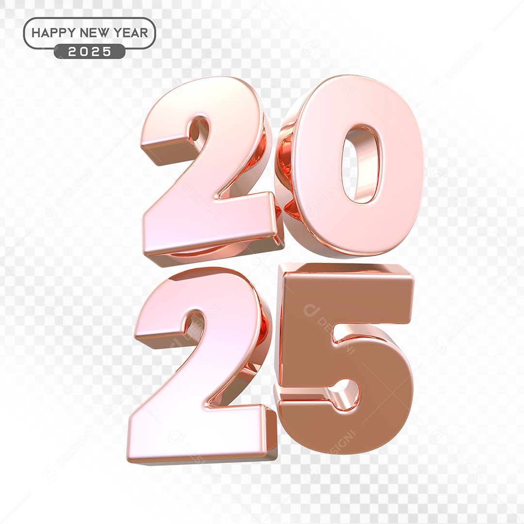 Elemento 3D Número 2025 Rosa Para Composição PSD