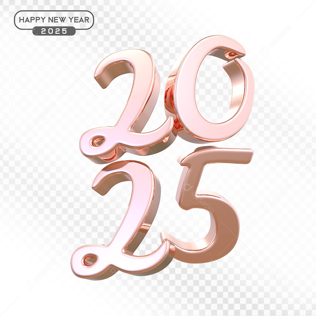 Elemento 3D Número 2025 Rosa Para Composição PSD