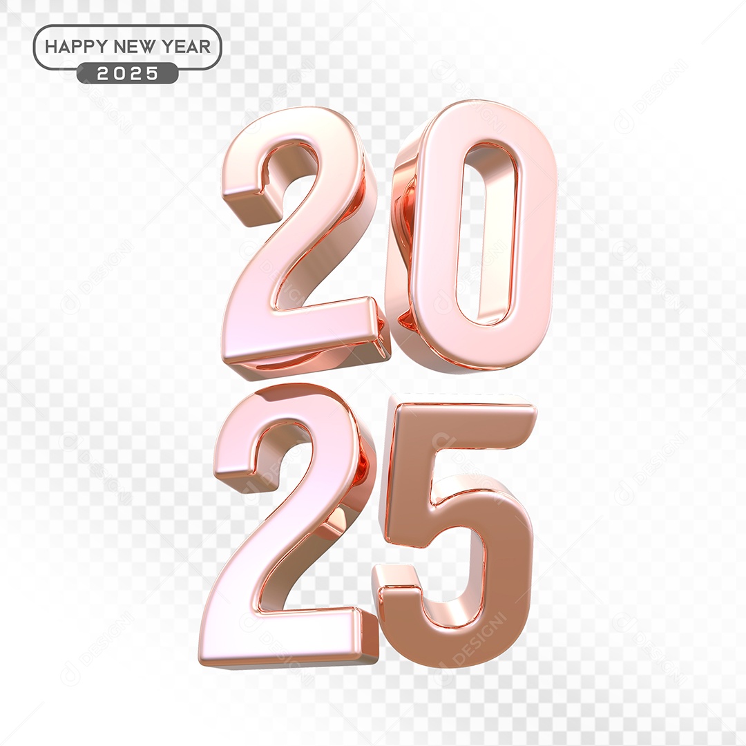 Elemento 3D Número 2025 Rosa Para Composição PSD