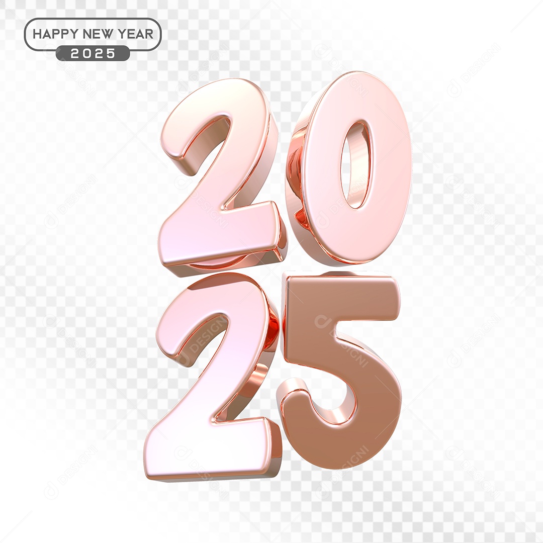 Elemento 3D Número 2025 Rosa Para Composição PSD