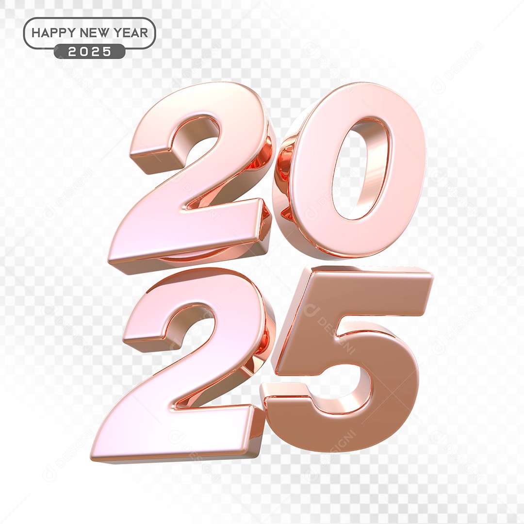 Elemento 3D Número 2025 Rosa Para Composição PSD