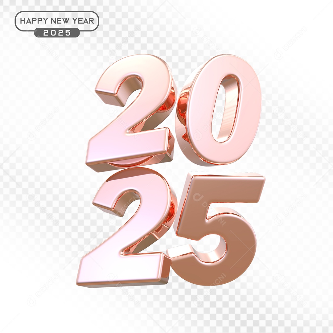 Elemento 3D Número 2025 Rosa Para Composição PSD