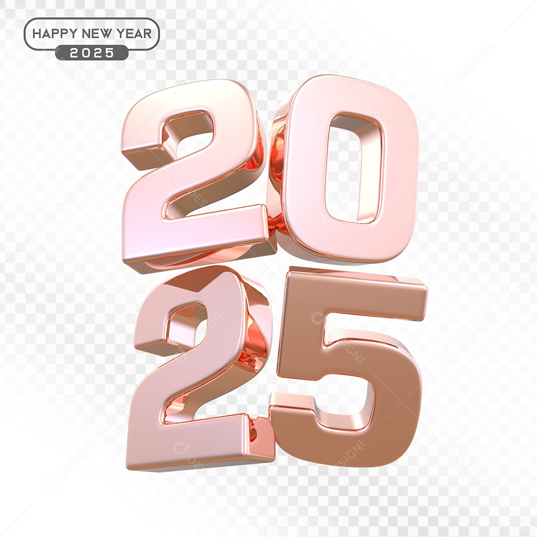 Elemento 3D Número 2025 Rosa Para Composição PSD