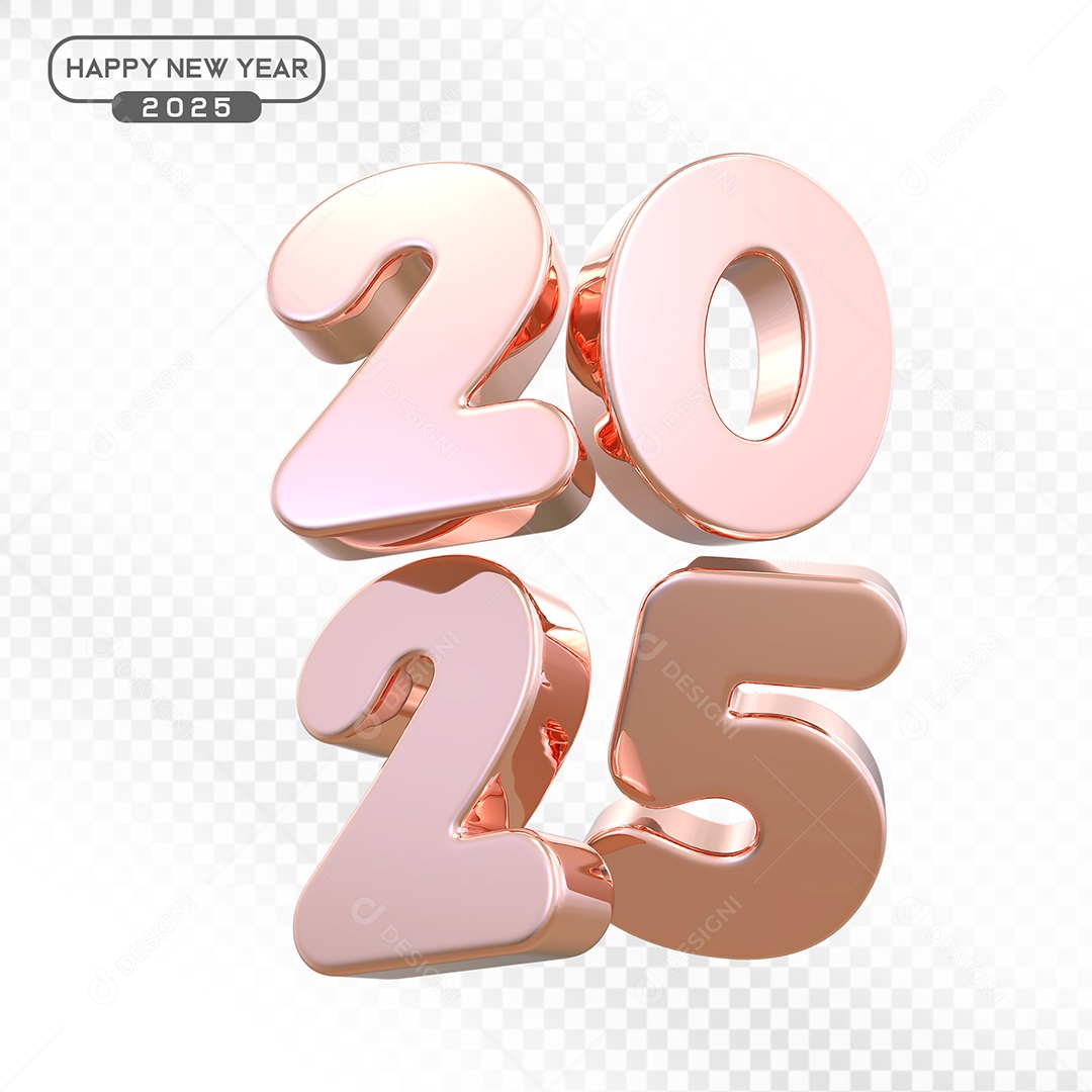 Elemento 3D Número 2025 Rosa Para Composição PSD