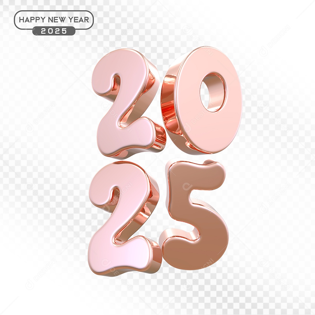 Elemento 3D Número 2025 Rosa Para Composição PSD
