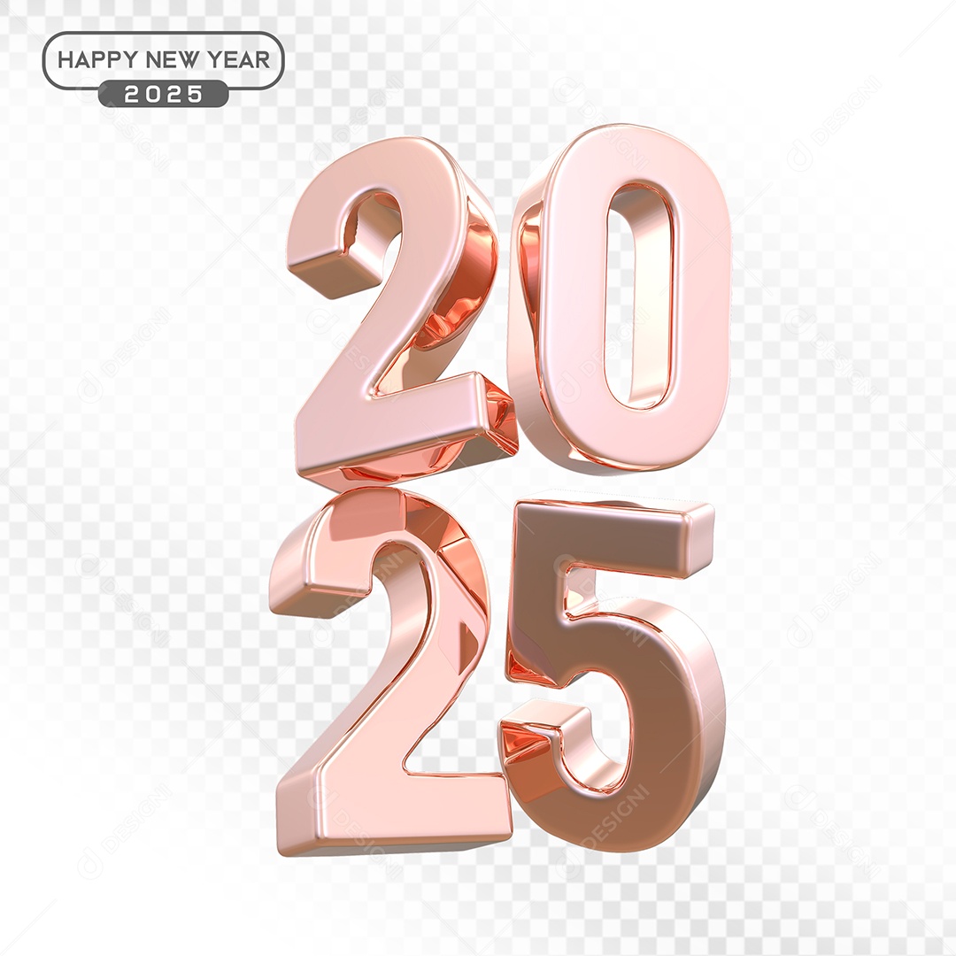 Elemento 3D Número 2025 Rosa Para Composição PSD