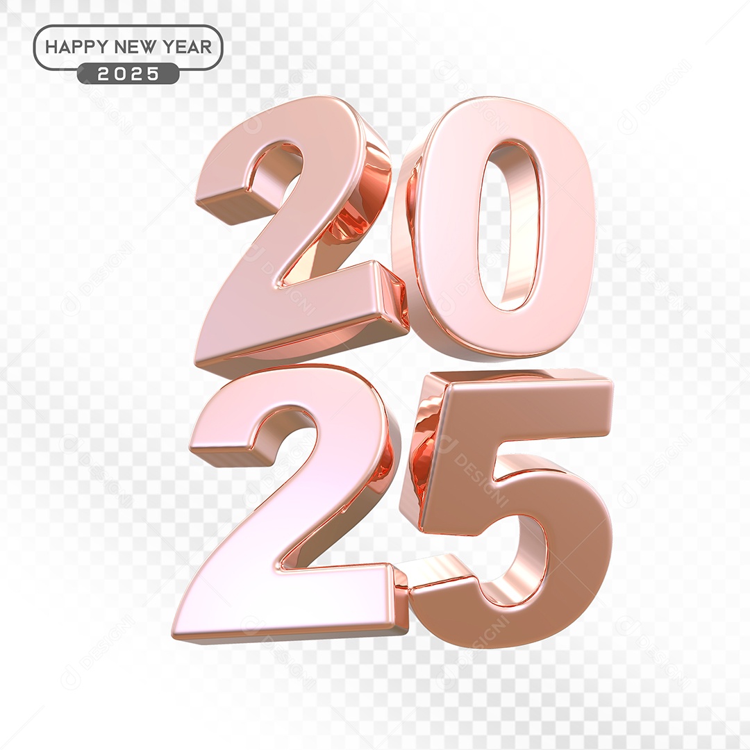 Elemento 3D Número 2025 Rosa Para Composição PSD