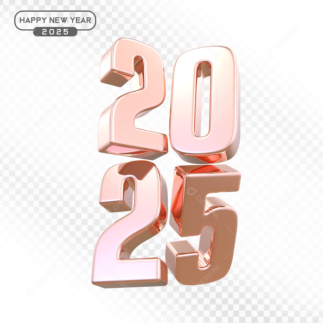 Elemento 3D Número 2025 Rosa Para Composição PSD