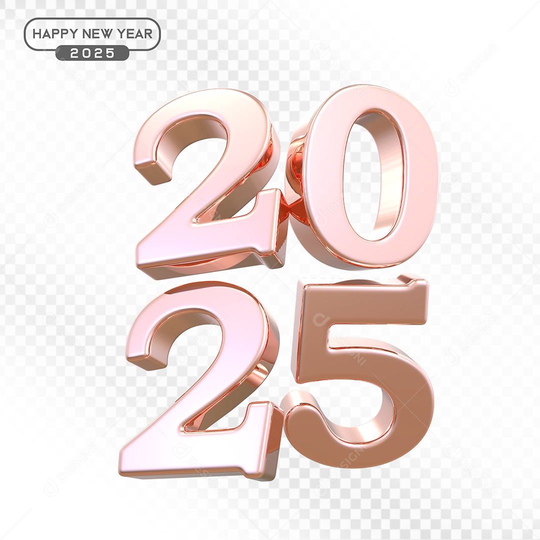 Elemento 3D Número 2025 Rosa Para Composição PSD