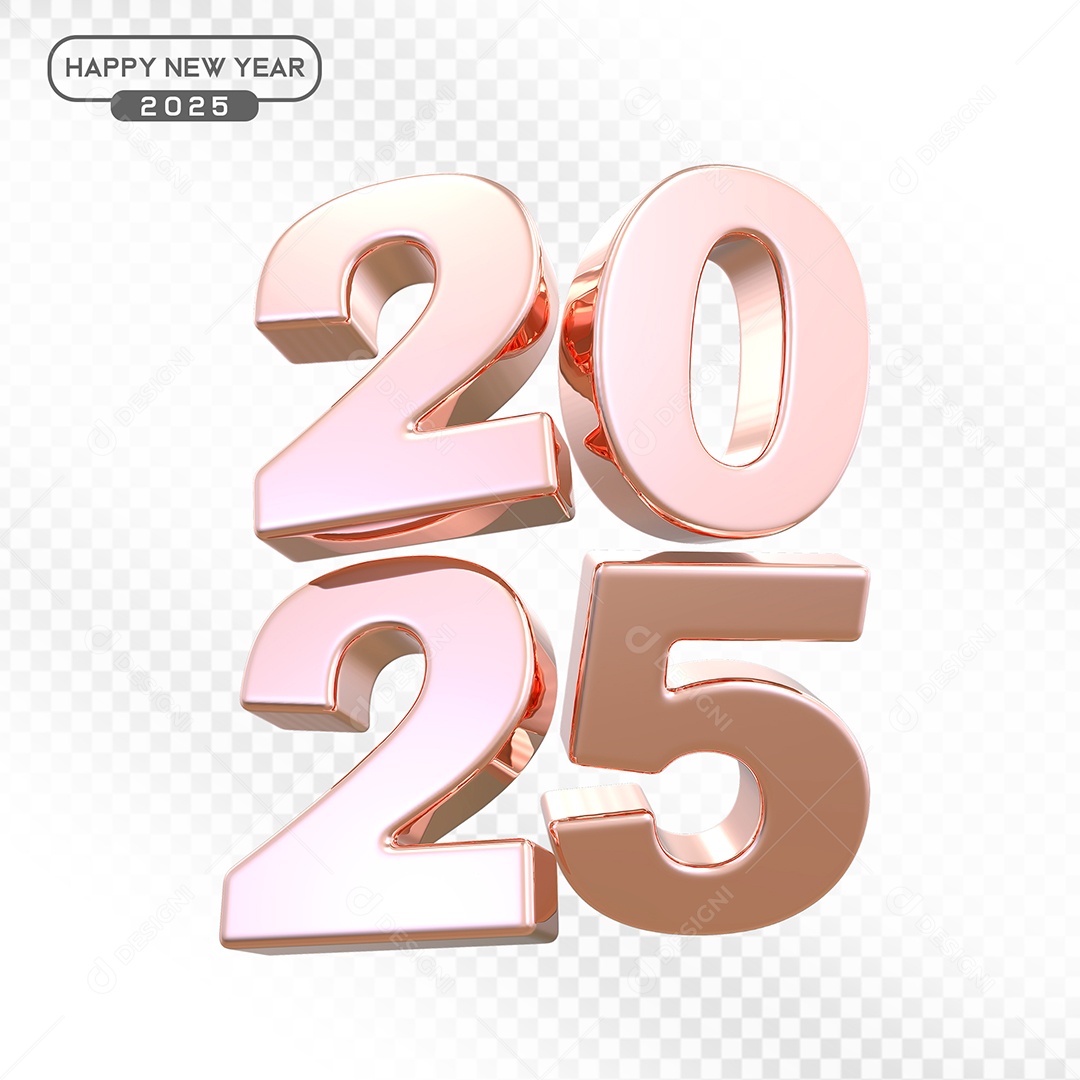Elemento 3D Número 2025 Rosa Para Composição PSD