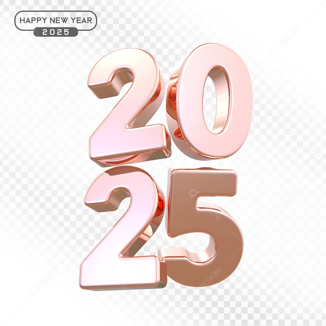 Elemento 3D Número 2025 Rosa Para Composição PSD