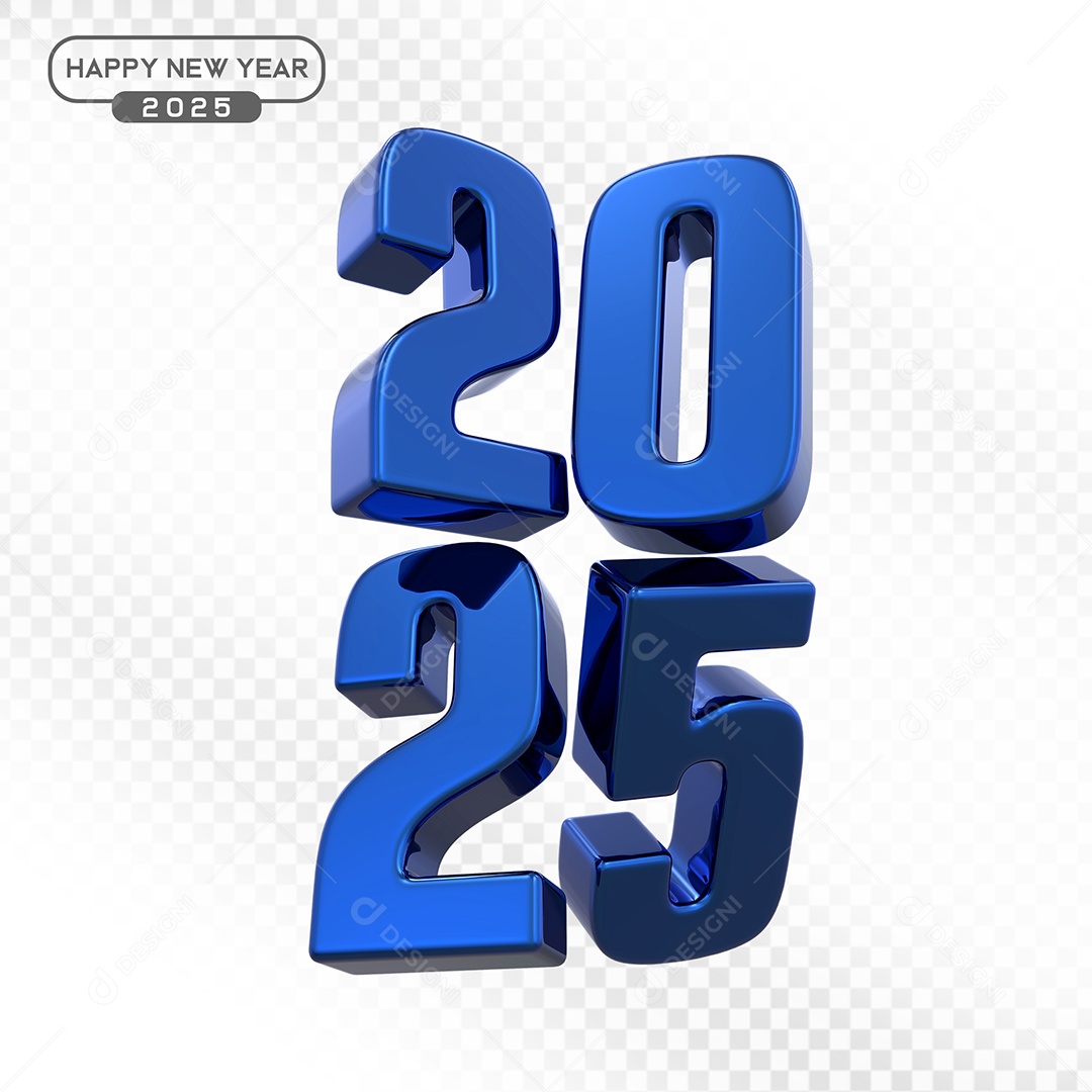 Elemento 3D Número 2025 Azul Para Composição PSD