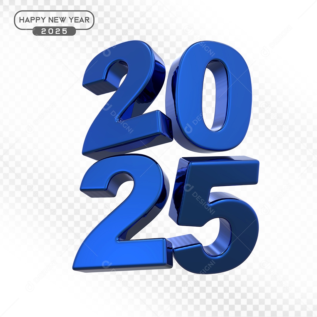 Elemento 3D Número 2025 Azul Para Composição PSD