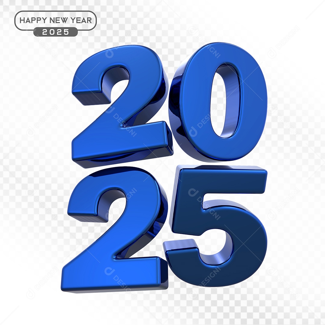 Elemento 3D Número 2025 Azul Para Composição PSD