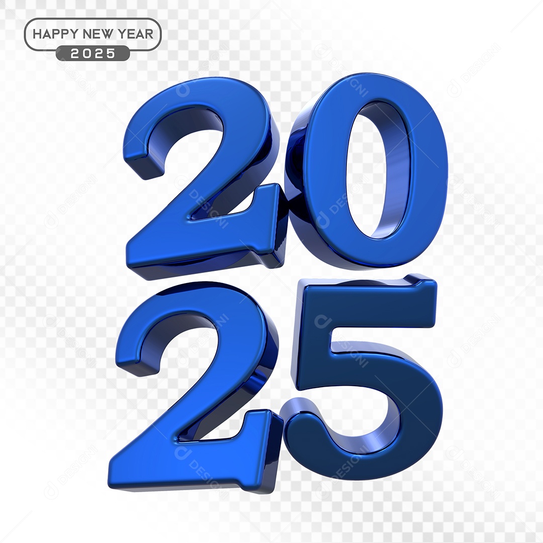 Elemento 3D Número 2025 Azul Para Composição PSD
