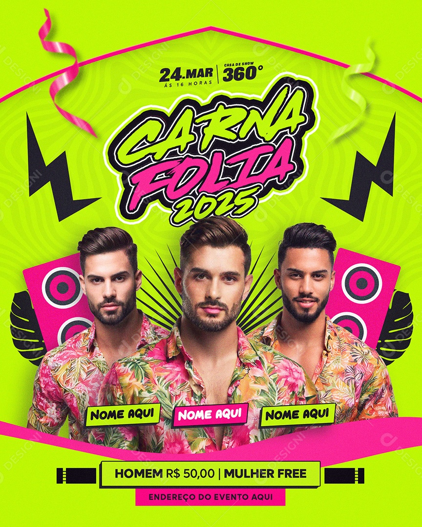 Flyer Carnafolia 2025 Social Media Story PSD Editável