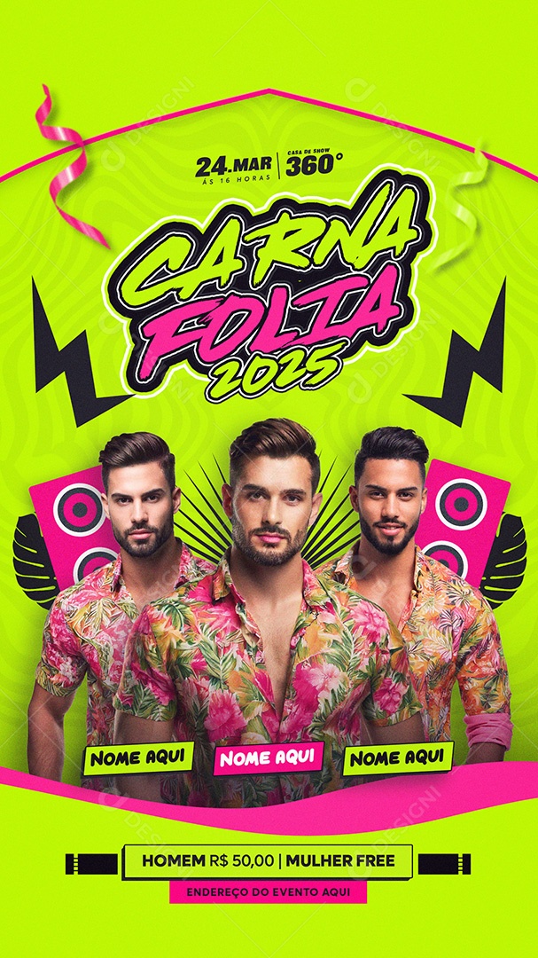 Flyer Carnafolia 2025 Social Media Story PSD Editável