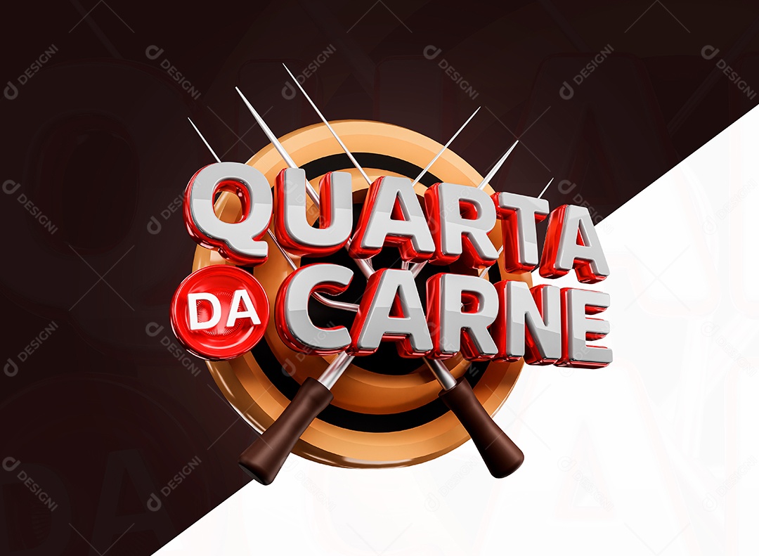 Selo 3D Quarta da Carne para Composição PSD