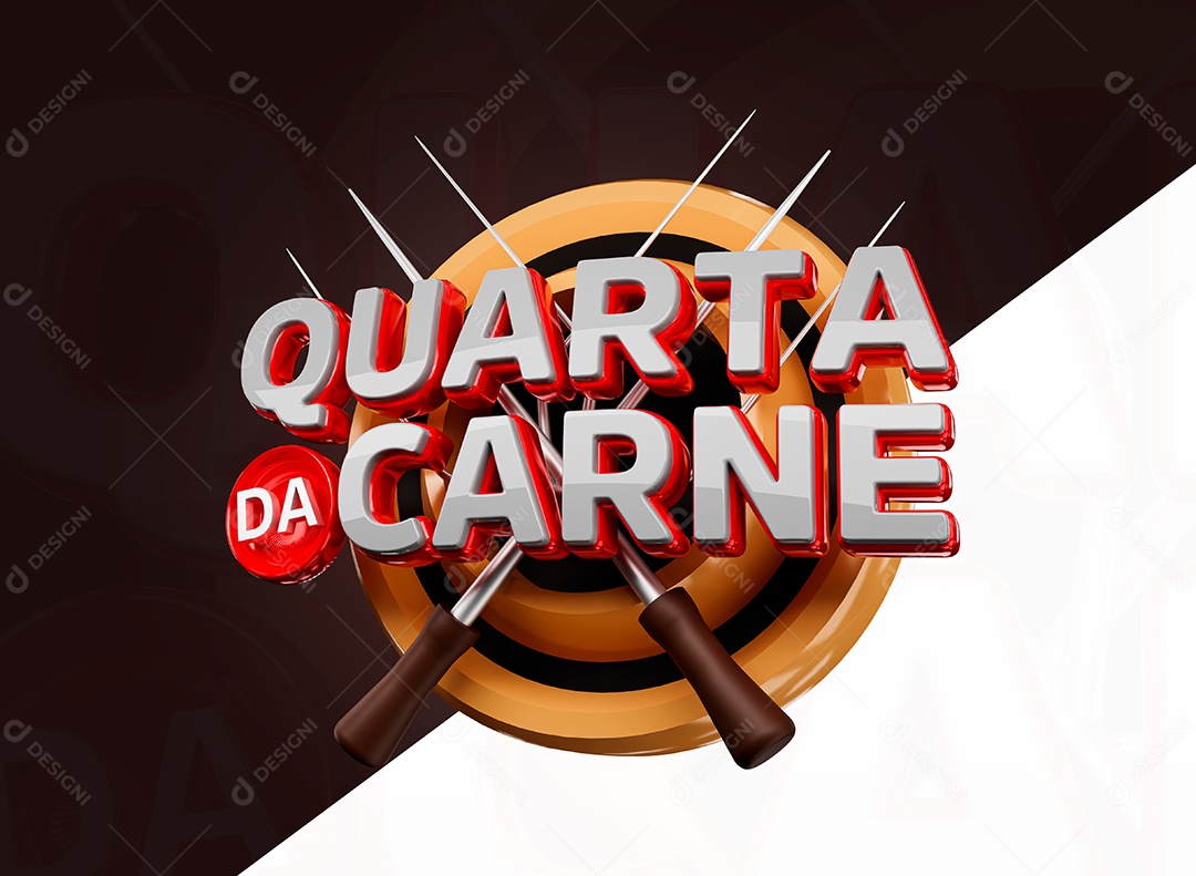 Selo 3D Quarta da Carne para Composição PSD